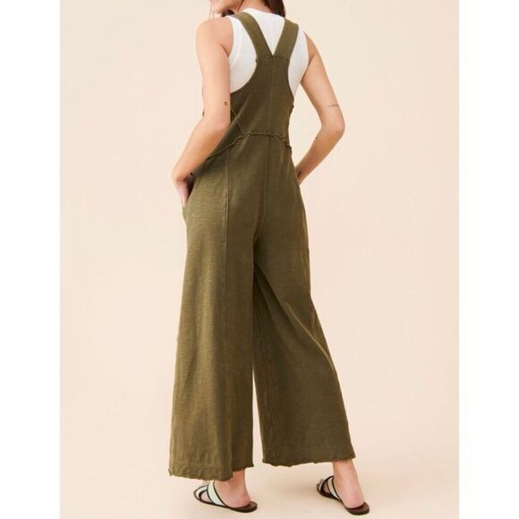 Daily Practice by Anthropologie Palmra Moss Green Wide Leg Jumpsuit Romper XXS - Picture 2 of 15
